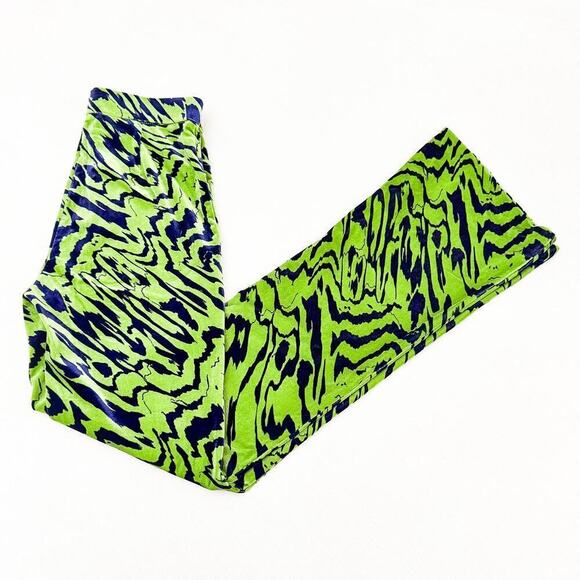 Zara Retro Swirl Split Hem Printed Jegging Wide Leg Green Blue Size Small - Picture 9 of 9